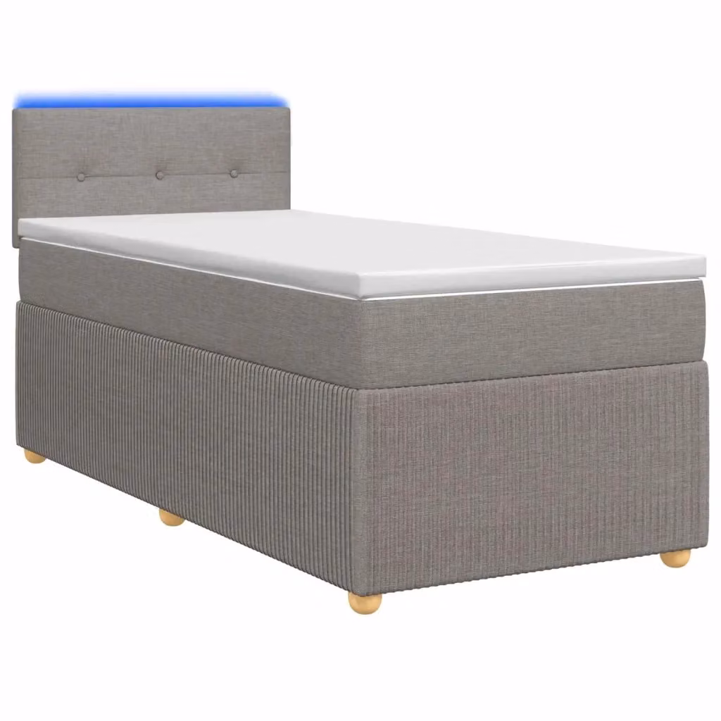 Letto box spring con materasso ibrido vidaXL in tessuto beige e grigio con base a sollevamento, illuminazione sottostante e porta USB, L/P/H: 90 x 200 x 100,5 cm – 2