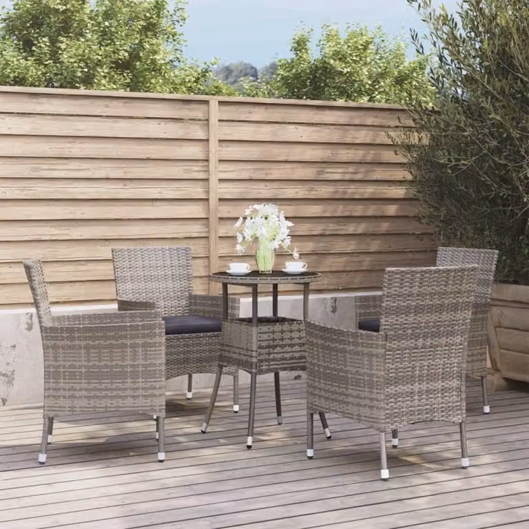 Maison Exclusive - Set da giardino bistrot 5 pezzi con cuscini grigio in polyrattan