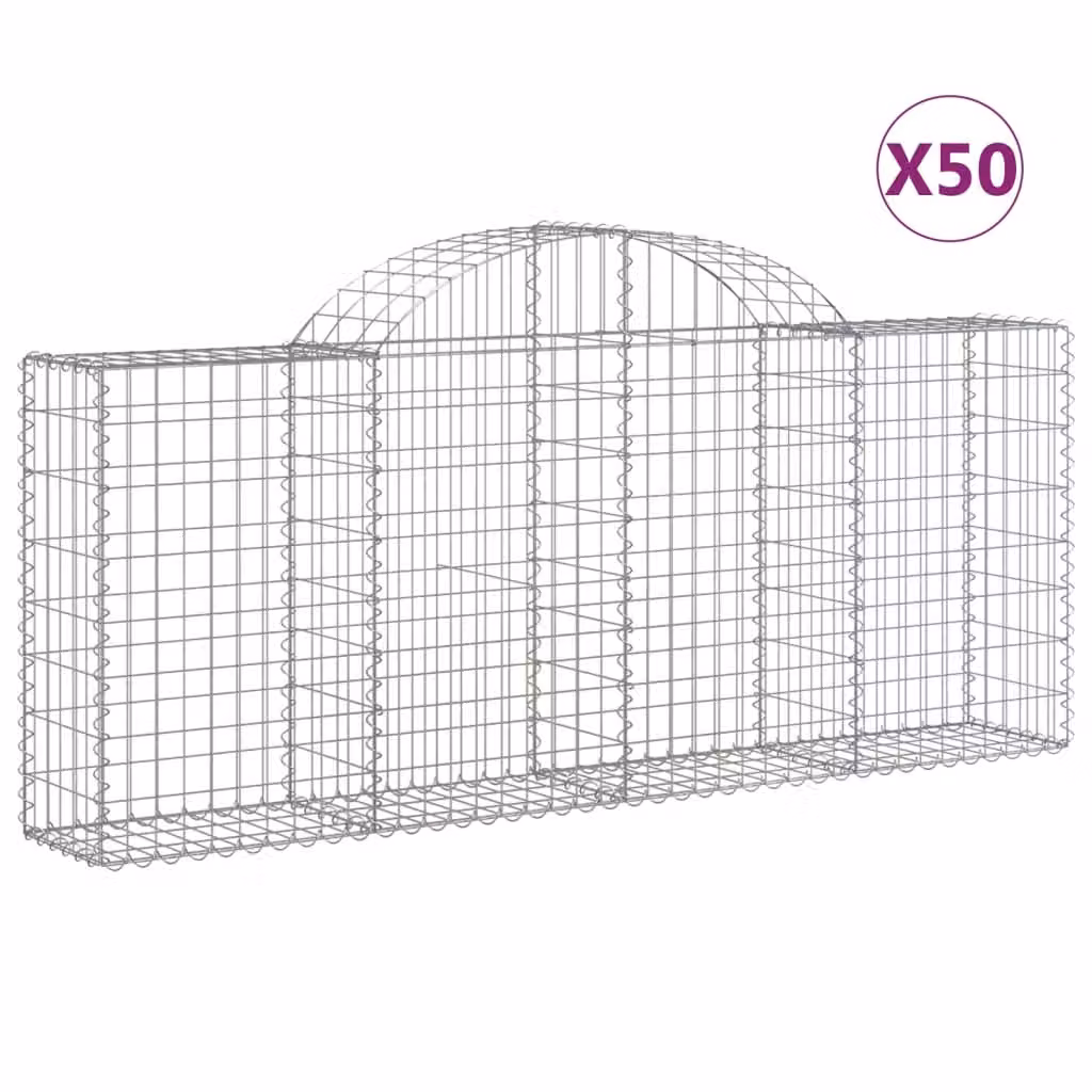 Cesti Gabbioni ad Arco 50 pz 200x30x80/100 cm Ferro Zincato