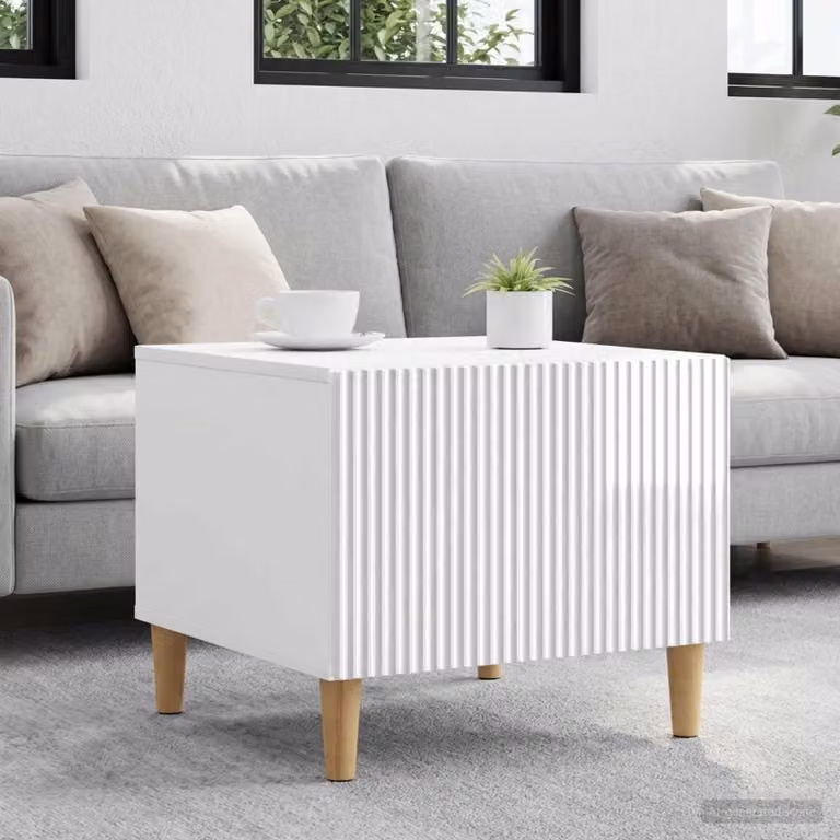 vidaXL Tavolino da salotto moderno con cassetto Bianco Lucido L: 49 cm, P: 50 cm, H: 40 cm