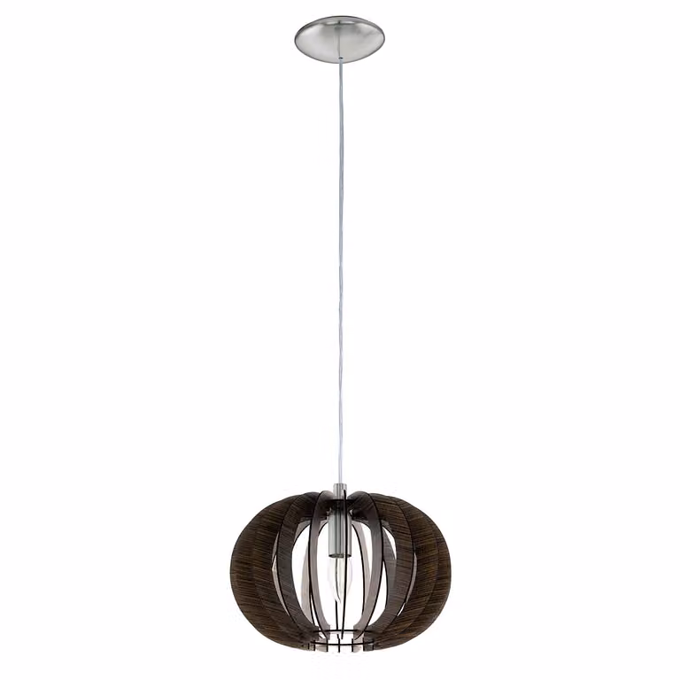 Lampadario Industrial Stellato 1 1 Luce E27 Acciaio Legno Marrone D30