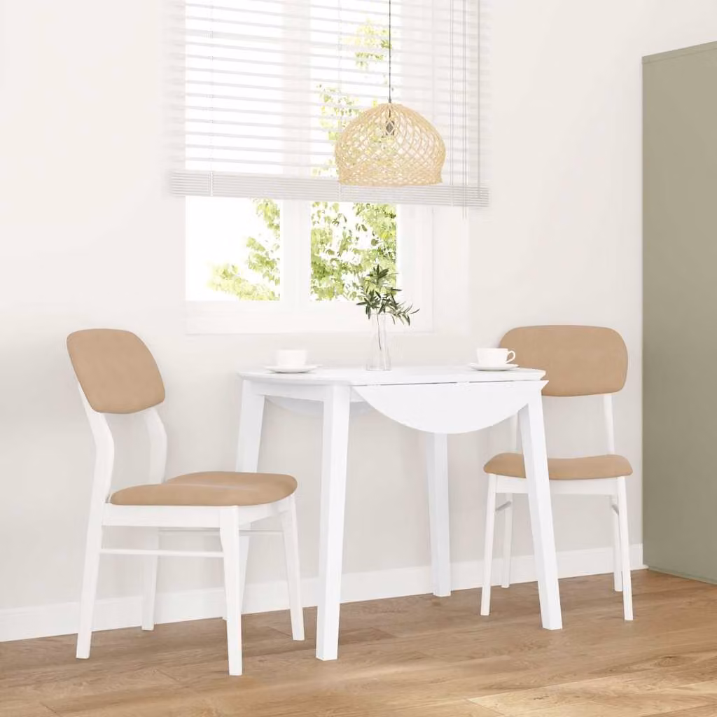 Set di 2 sedie da pranzo con cuscini vidaXL in legno di hevea bianco e marrone