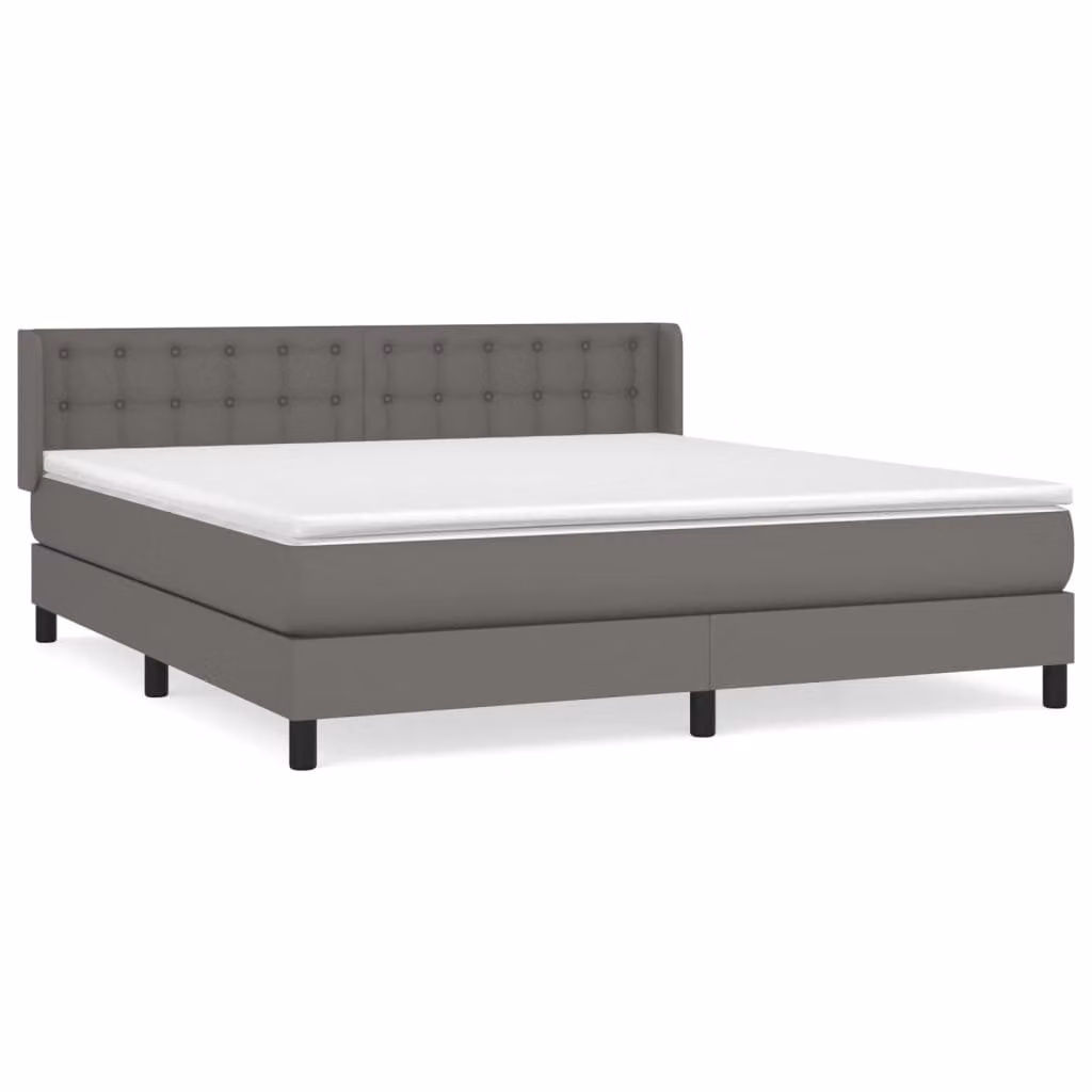 Giroletto a Molle con Materasso Grigio 160x200 cm in Pelle finta