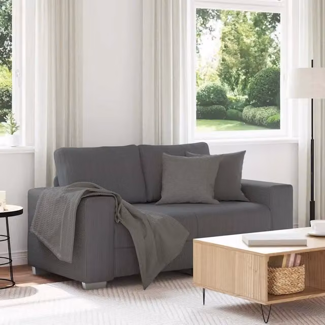 Divano Divanetto-Sofa Grigio Scuro 120 cm Tessuto di Velluto a Coste