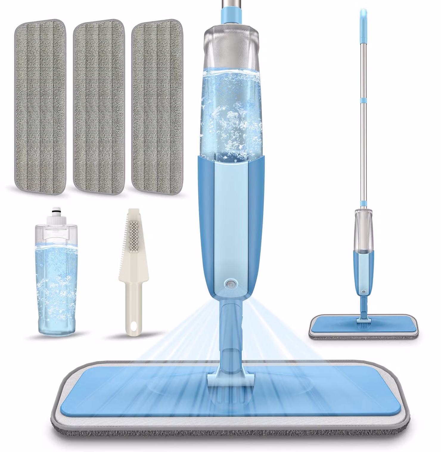 Mocio spray in microfibra con 3 tamponi lavabili, serbatoio da 410 ml