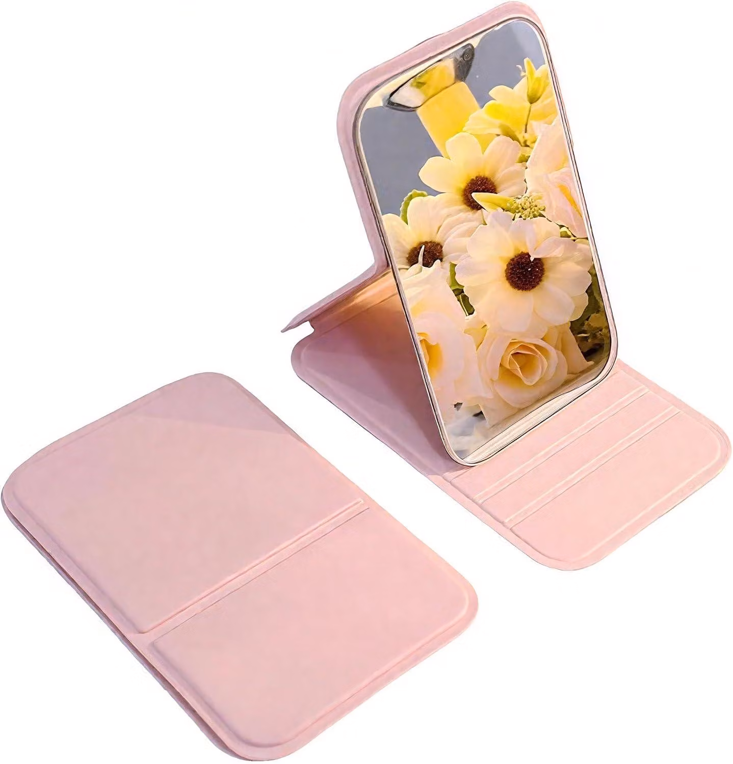 Specchio da viaggio portatile, compatto, pieghevole, spesso 6 mm, mini specchio da trucco per borsa