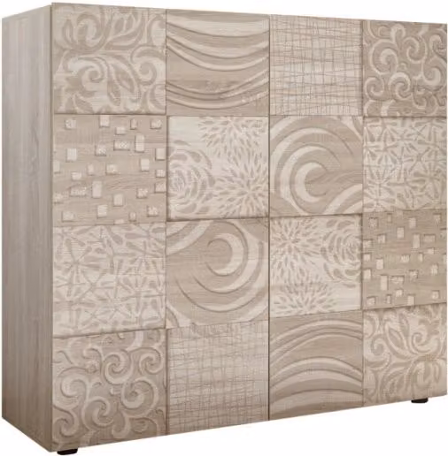 Credenza moderna con 2 ante TFT Blossom in legno Rovere Samoa, colore marrone e beige, L: 120 cm, P: 42 cm, H: 110 cm