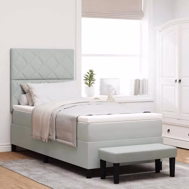 Letto a molle con testiera in velluto grigio vidaXL L/P: 190 x 90 cm – 1