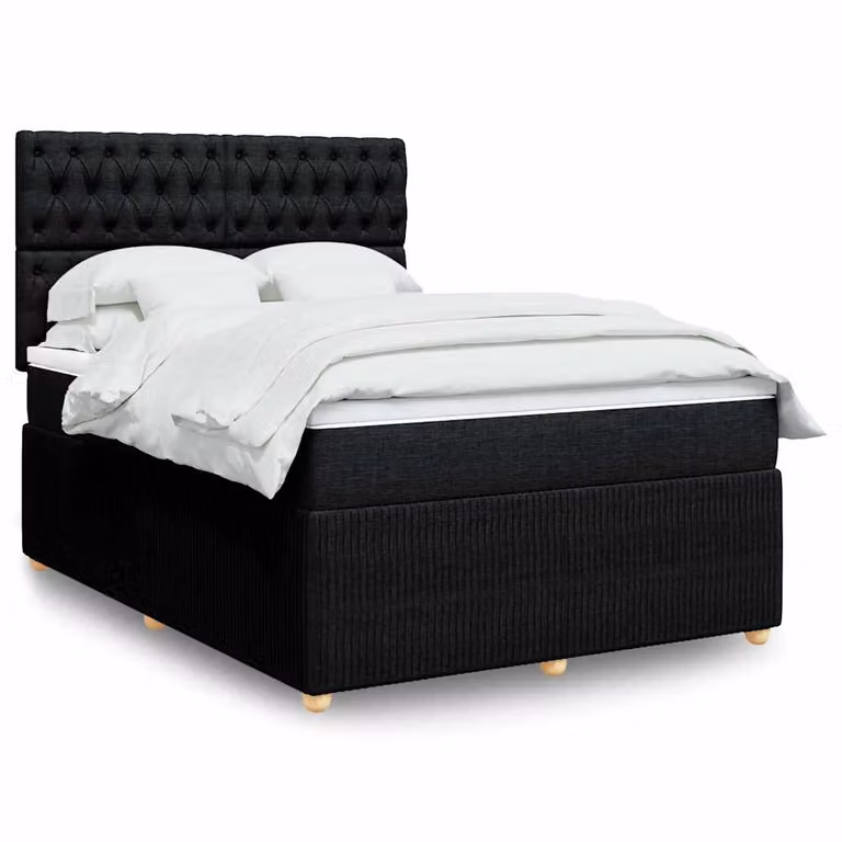 vidaXL Giroletto a Molle Ibrido con Materasso in Tessuto Nero L/P/H: 140 x 190 x 150,5 cm
