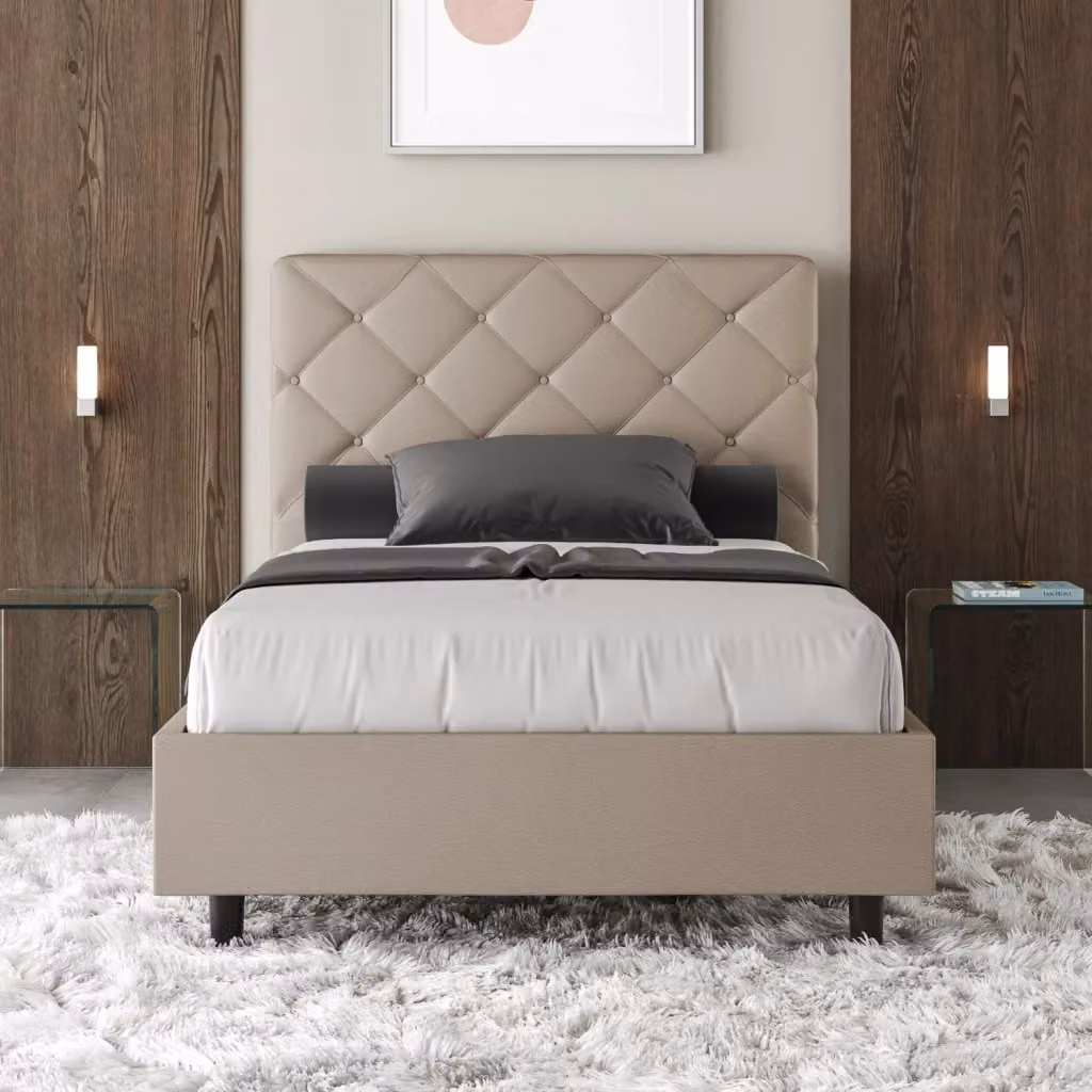 Letto Matrimoniale Moderno Giordanoshop con Contenitore a Alzata Beige L/P/H: 210 x 175 x 122 cm – 2