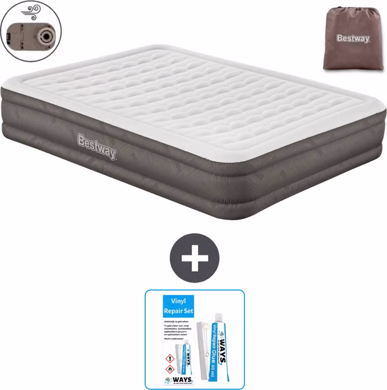Materasso gonfiabile Bestway - 2 persone - 152 x 203 x 36 cm - Marrone - Accessori inclusi