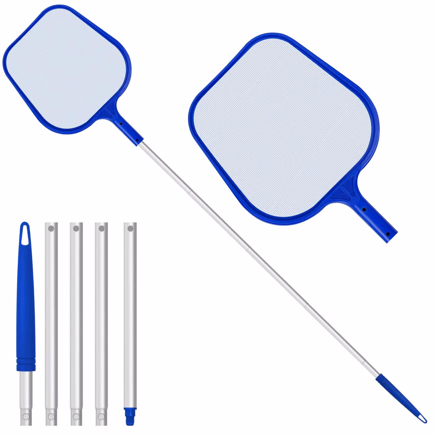 Retino per piscina con maglia fine, regolabile, con manico telescopico da 121 cm, adatto per piscine e vasche idromassaggio