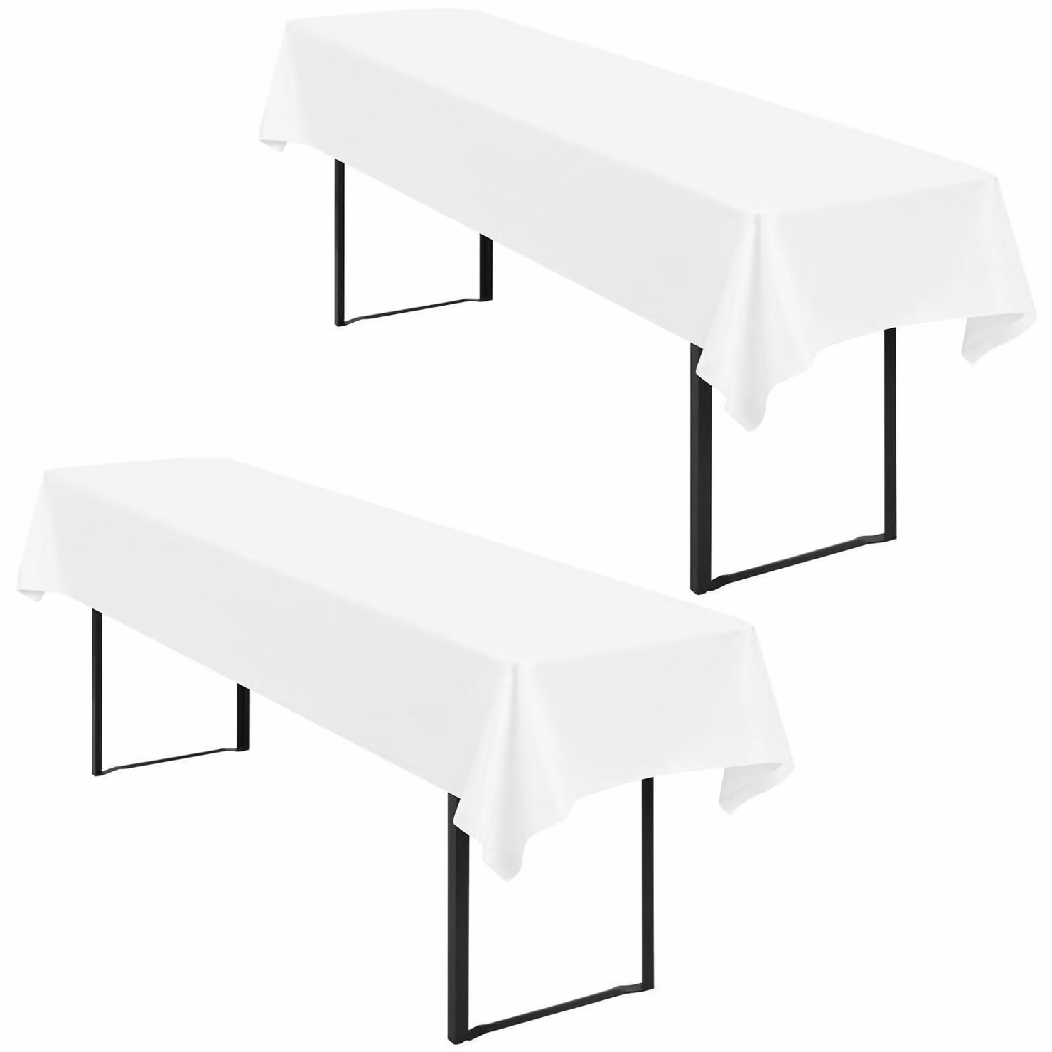 Tovaglia per birreria, set da 2 pezzi, 100 x 250 cm, bianca, impermeabile, in poliestere
