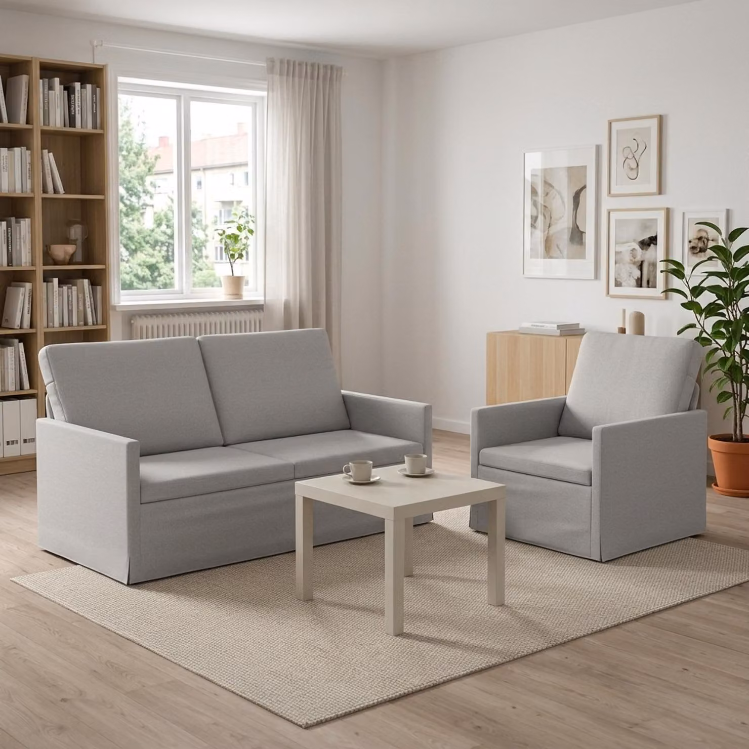 vidaXL Set di divani 2 pcs Grigio Nuvola Tessuto