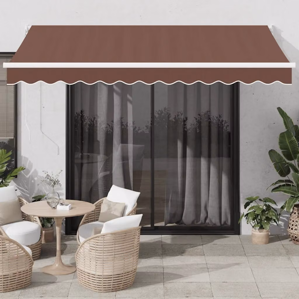 Tenda da Sole Retrattile Automatica con Motore vidaXL, Marrone e Bianco, L: 350 cm, P: 250 cm