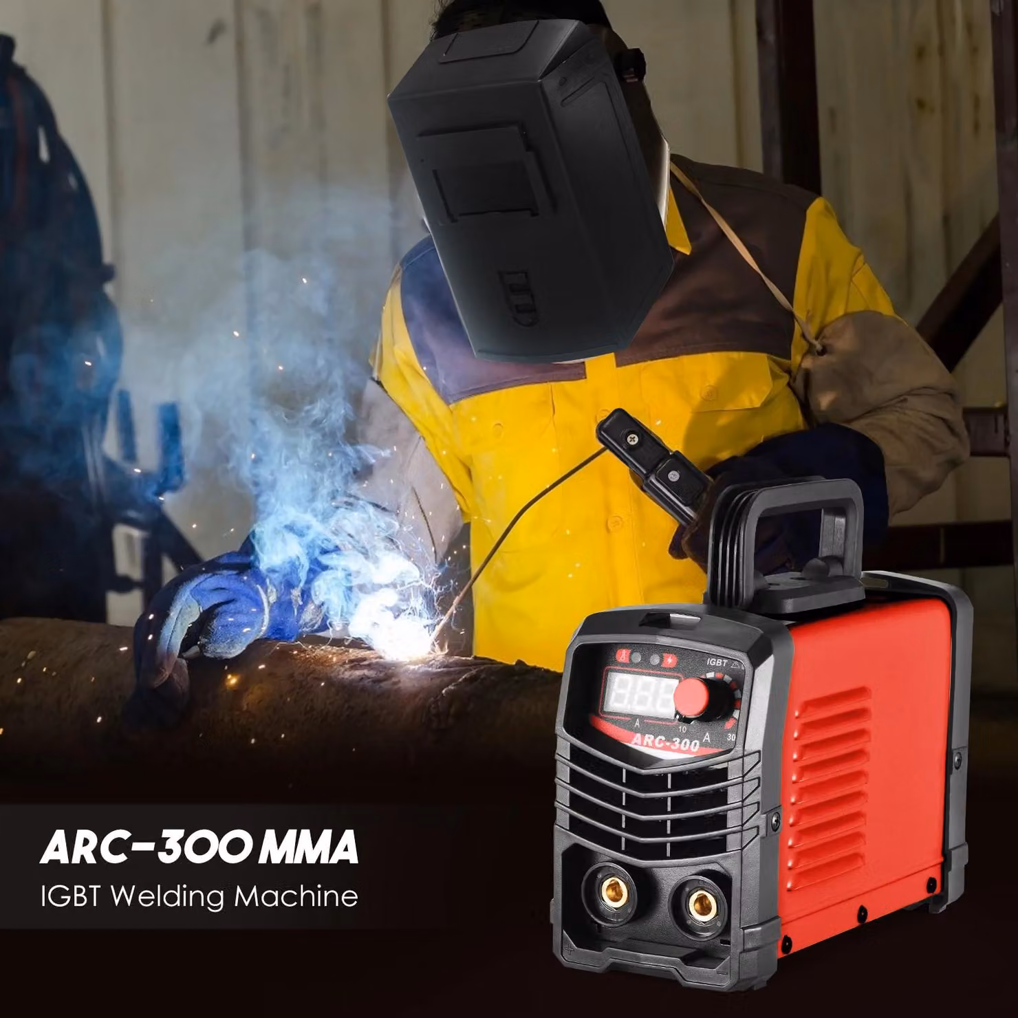 Saldatrice inverter - 300 Ampere - 110V-220V - Rossa - Elettrodo per saldatura - Saldatrice MMA
