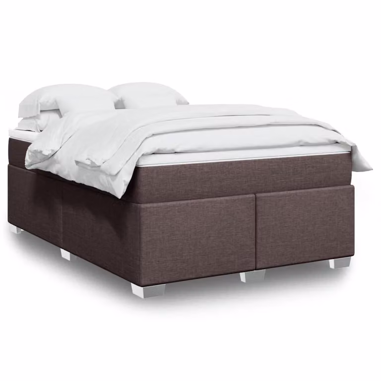 vidaXL Giroletto a Molle Ibrido con Materasso in Tessuto Marrone e Bianco L/P: 160 x 200 cm