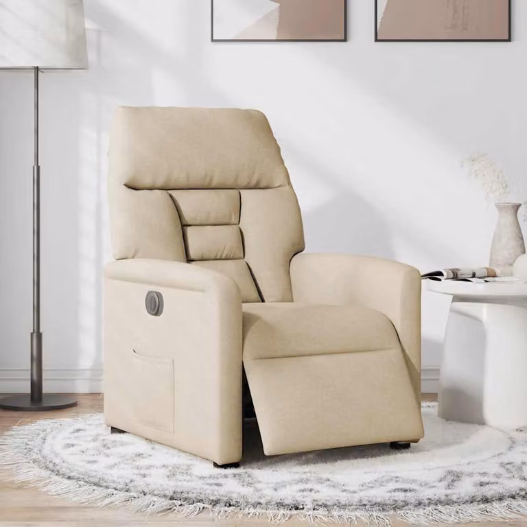 vidaXL Poltrona Elettrica Reclinabile Crema in Tessuto