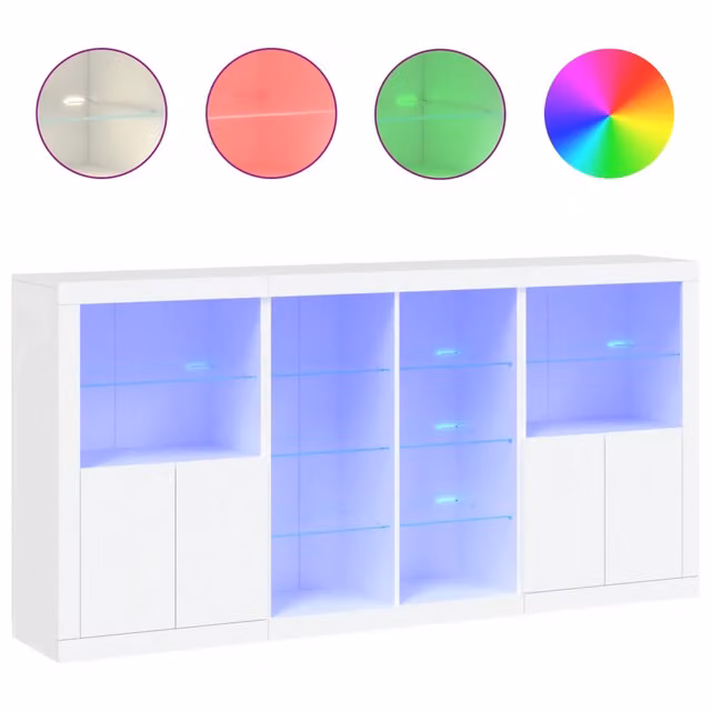 Credenza | Madia | Buffet da pranzo | Armadio da pranzo con Luci LED Bianca 202x37x100 cm