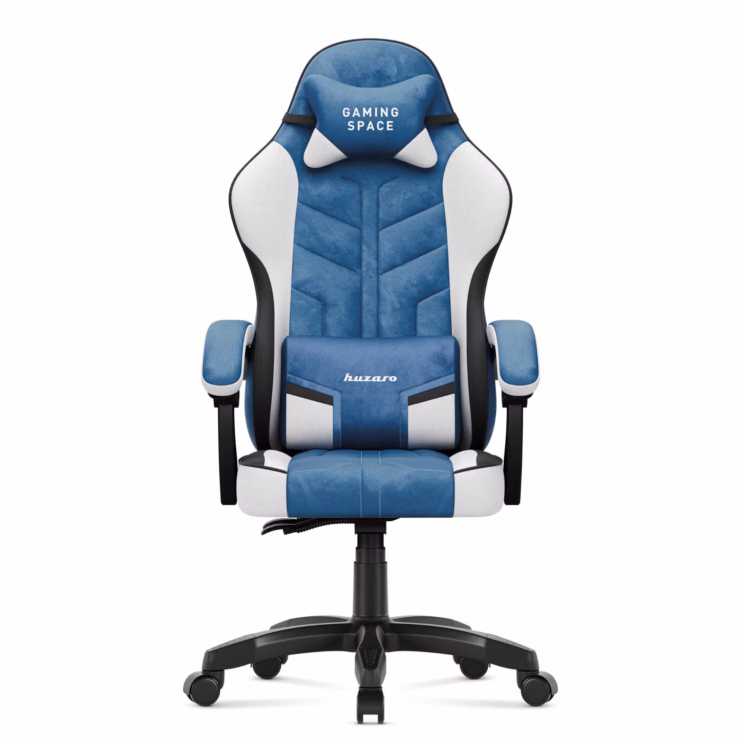 Sedia da gioco Huzaro Force 2.7 Blue - sedia ergonomica girevole in velluto con schienale regolabile, cuscino lombare e poggiatesta, fino a 140 kg