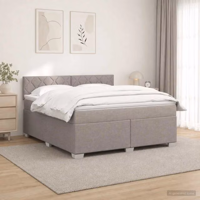 Letto box spring con materasso Tortora 140 x 190 cm Tessuto 3450485