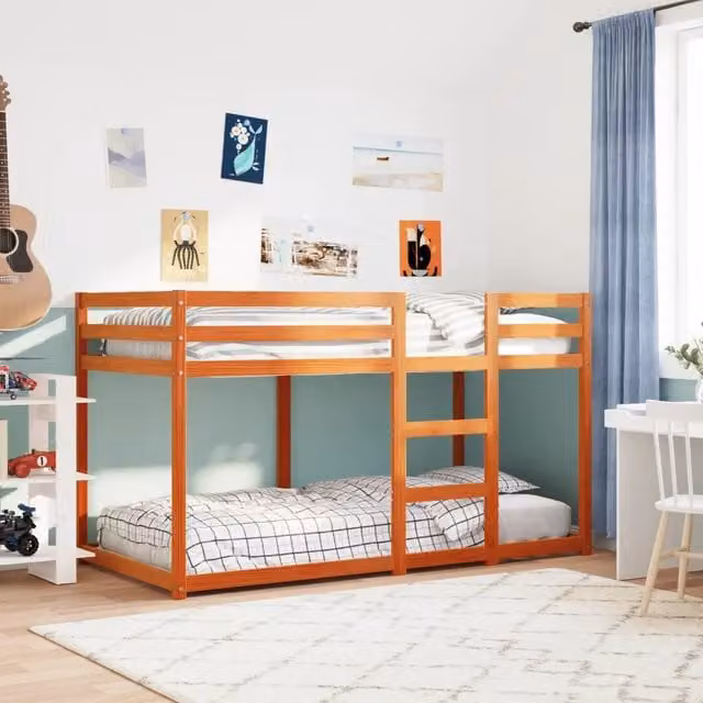 Letto a castello per bambini vidaXL in legno di pino color marrone cera L/P/H: 195.5 x 90 x 120 cm