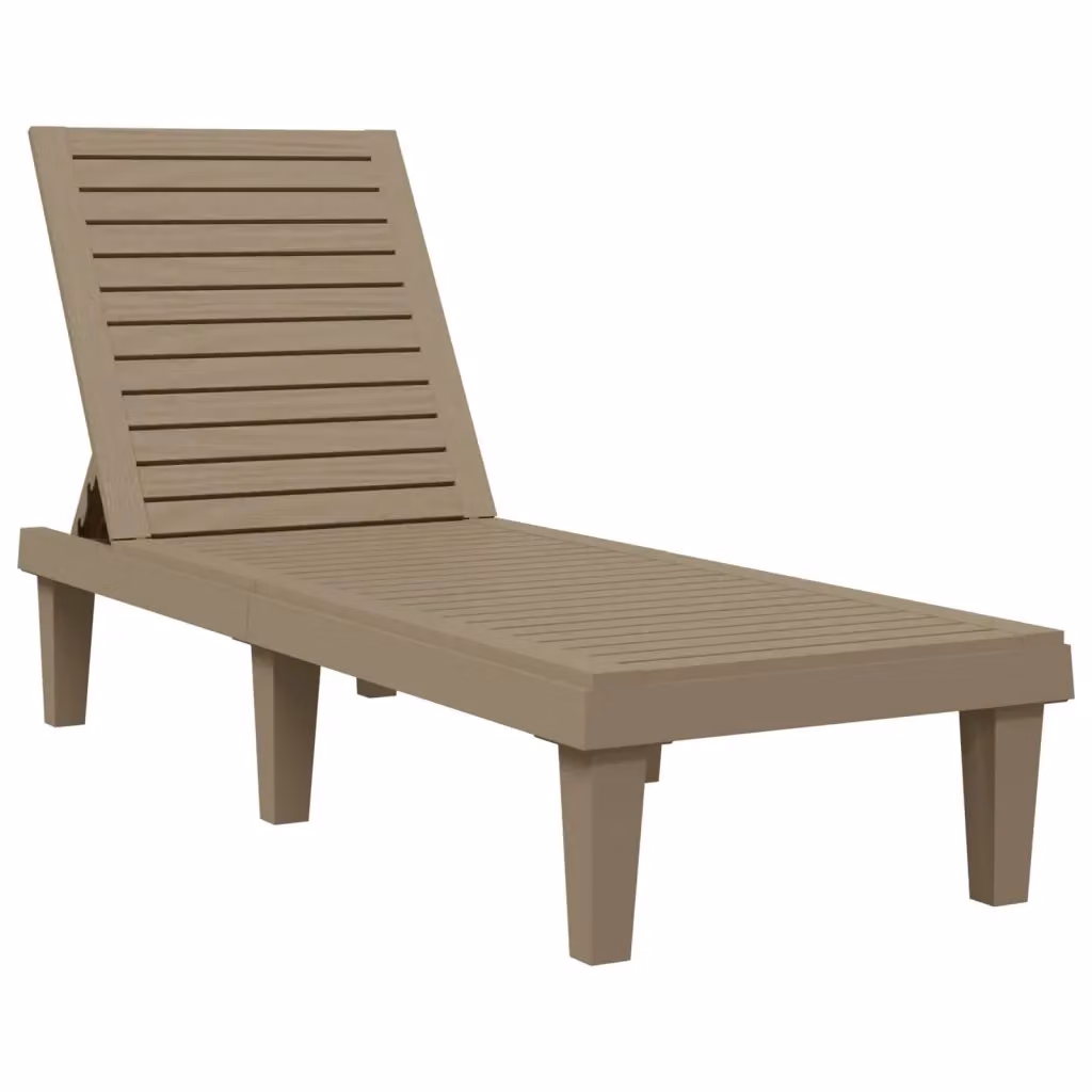 Lettino prendisole vidaXL marrone con poggiatesta regolabile in plastica per giardino L/P/H: 150 x 58 x 83 cm – 2