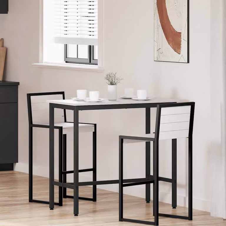 vidaXL Tavolo Moderno Bianco in Legno MDF e Acciaio L: 100 cm, P: 50 cm, H: 91 cm