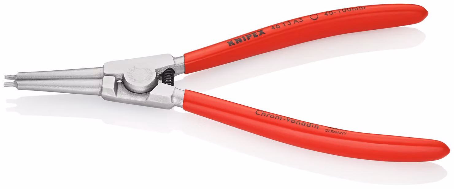 KNIPEX 46 13 A3 Pinza per anelli esterni su alberi con rivestimento in plastica cromata 210 mm
