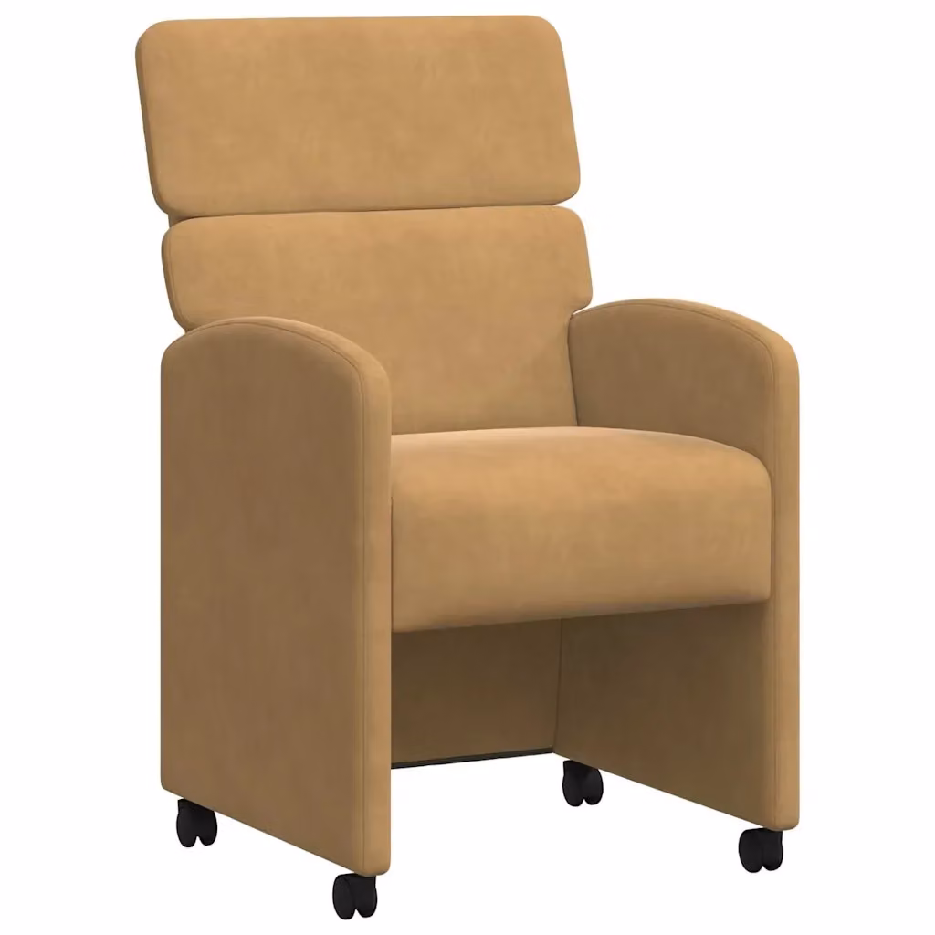 Set di 2 sedie da pranzo con ruote e braccioli vidaXL in velluto marrone L/P/H: 58 x 65 x 98 cm – 2