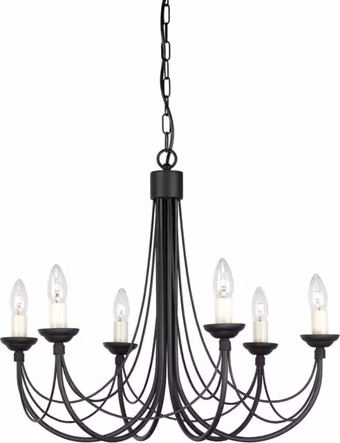 Lampadario Classico Carisbrooke Acciaio Nero 6 Luci E14