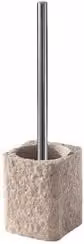 Porta scopino WC ad appoggio Gedy con spazzola, Beige e Argento, L/P/H: 10,5 x 10,5 x 40 cm