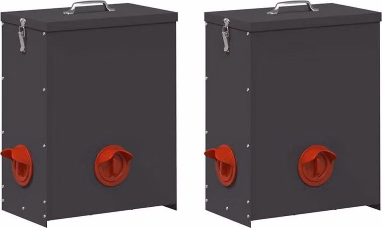 Feeder per pollo 2 pcs Nero 32,5 x 20,5 x 43 cm