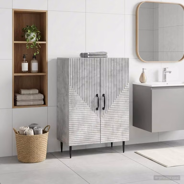 vidaXL Mobiletto da Bagno HAARLEM Moderno Grigio e Nero L: 59,5 cm, P: 31 cm, H: 80 cm