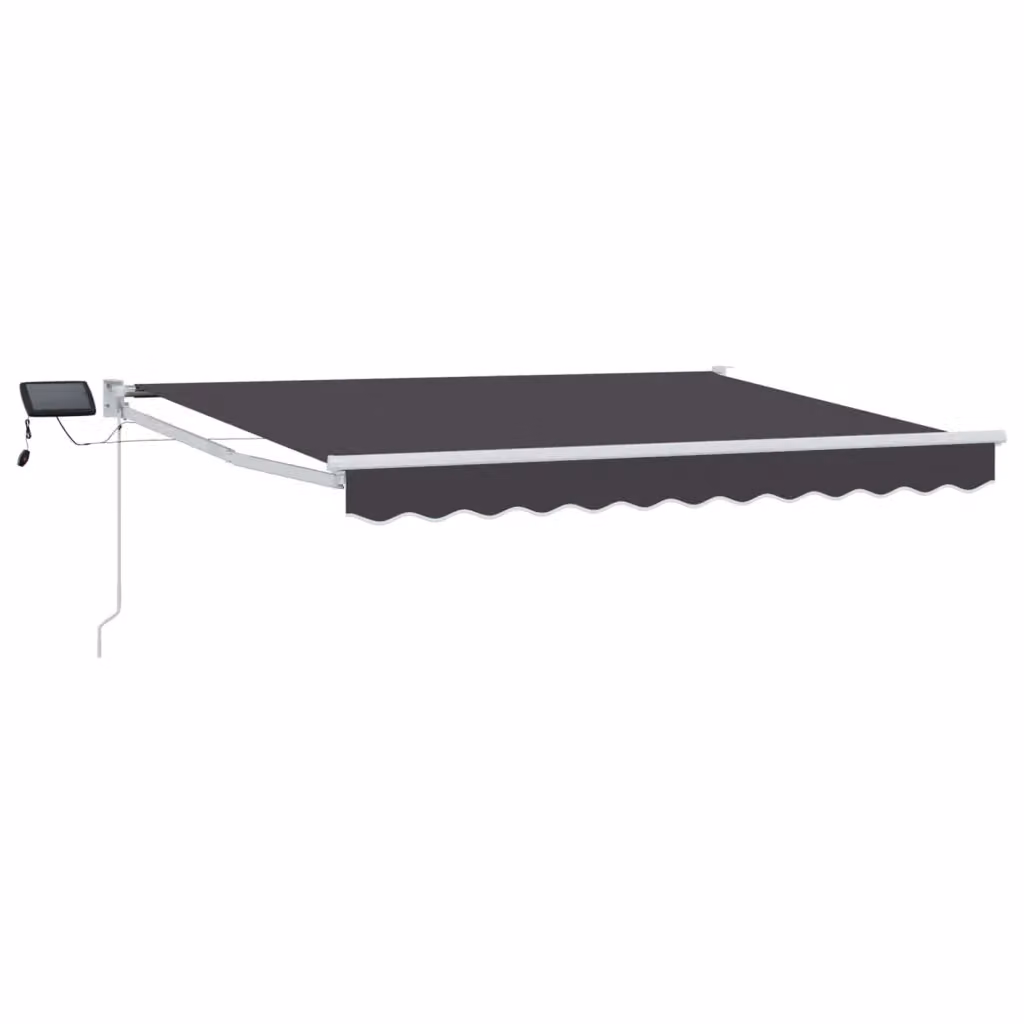 Tenda retrattile manuale vidaxl con LED in poliestere, colore antracite e bianco, L: 3 m, P: 2,5 m – 2