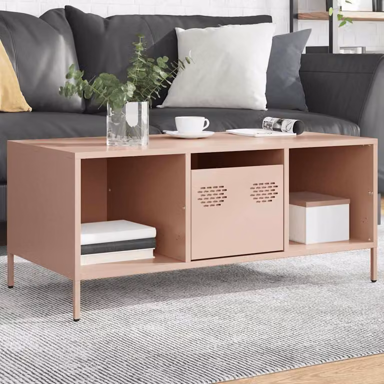 Maison Exclusive - Tavolino Rosa 101,5x50x43,5 cm Acciaio laminato a freddo
