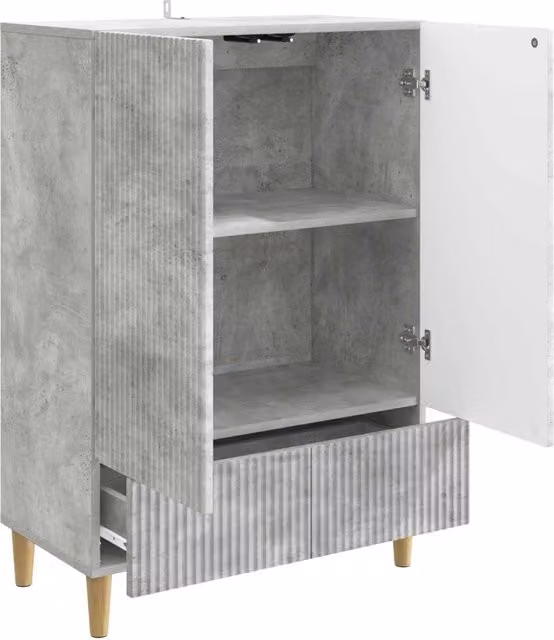 Credenza Buffet e Madia Design In in Legno Ingegnerizzato Grigio Cemento Opaco L: 66 cm, P: 34,5 cm, H: 95 cm