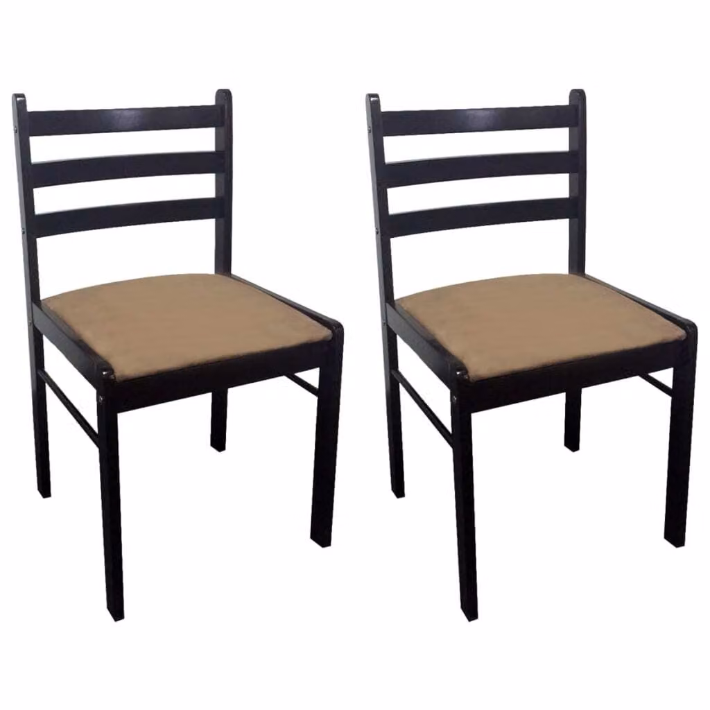 Sedie da Pranzo 2 pz Marroni in Massello di Hevea e Velluto