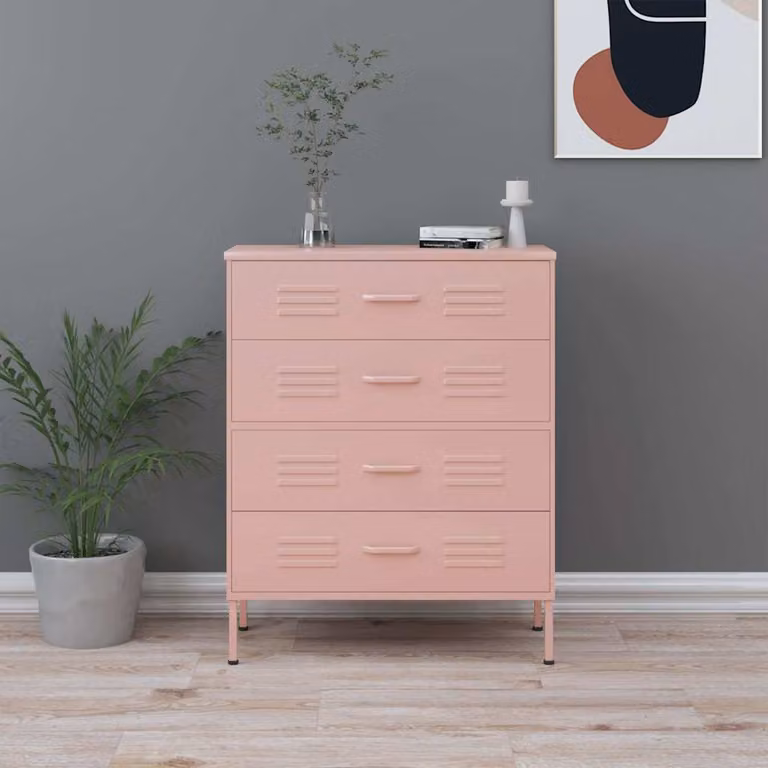 Cassettiera vidaXL in acciaio rosa con finitura opaca L: 80 cm, P: 35 cm, H: 101,5 cm