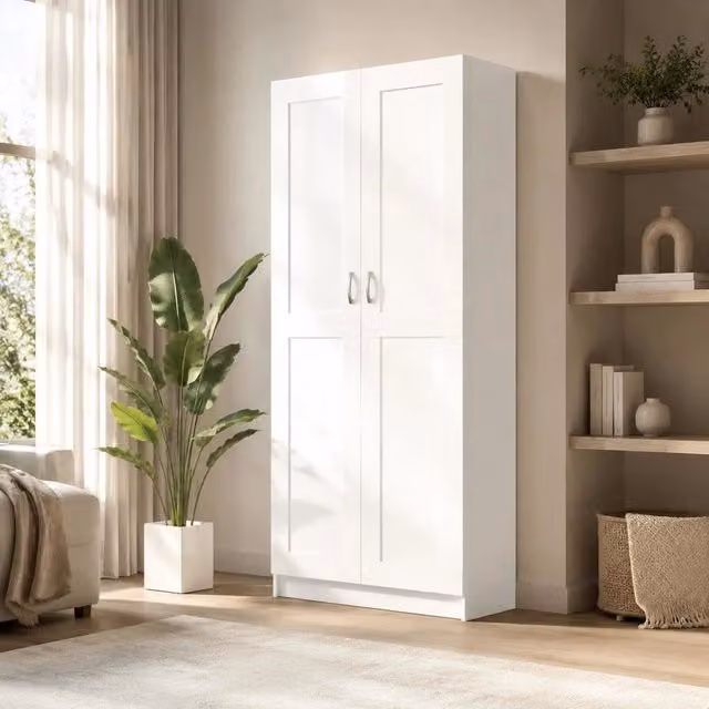 White Bookcase, 82.5 X 30.5 X 185.5 Cm, Made Of Engineered Wood.