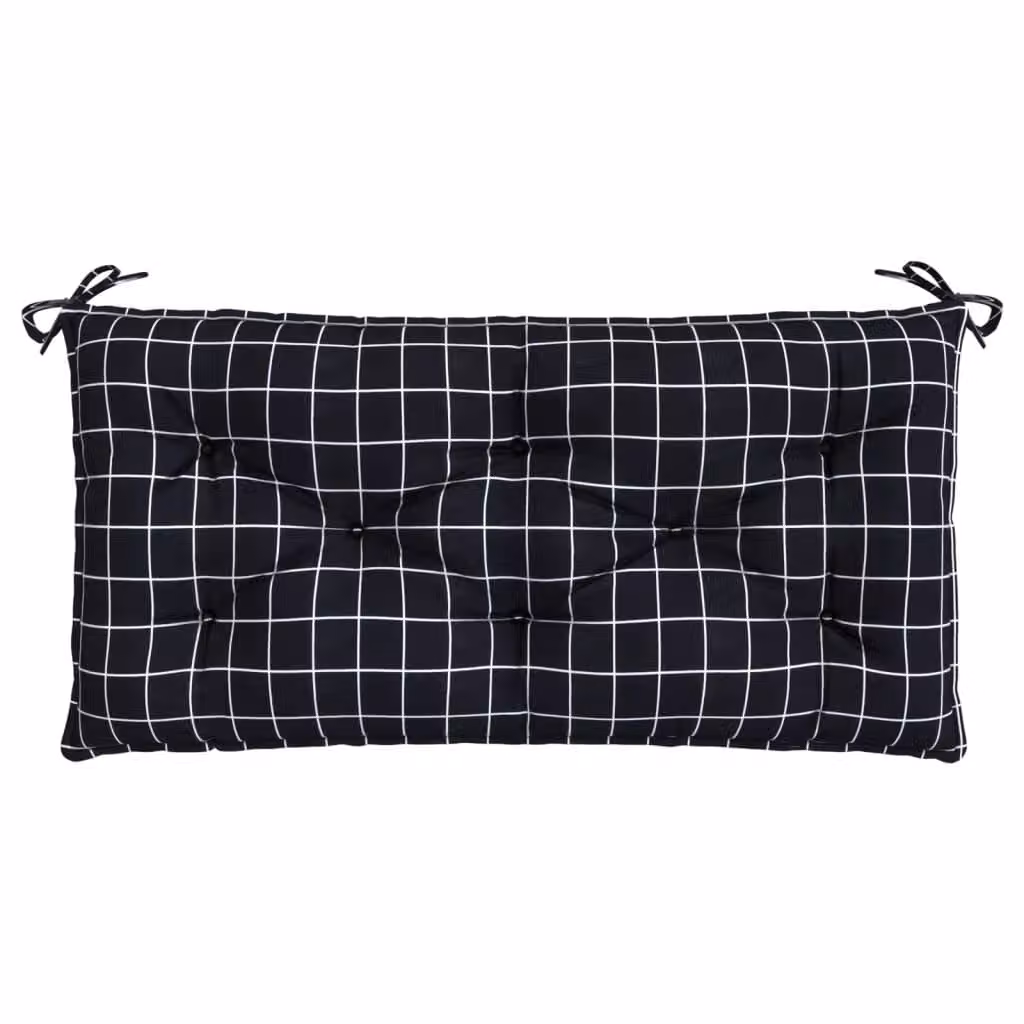 Cuscino Panca Giardino Motivo a Quadri Nero 110x50x7 cm Tessuto