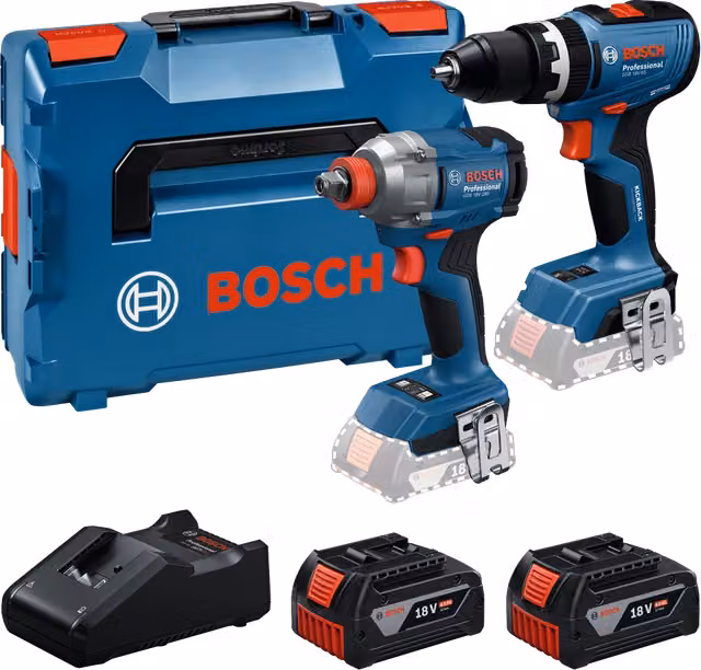 Kit avvitatore e avvitatore a impulsi Bosch 18V con due batterie da 5,0Ah Bosch Ampshare Blu