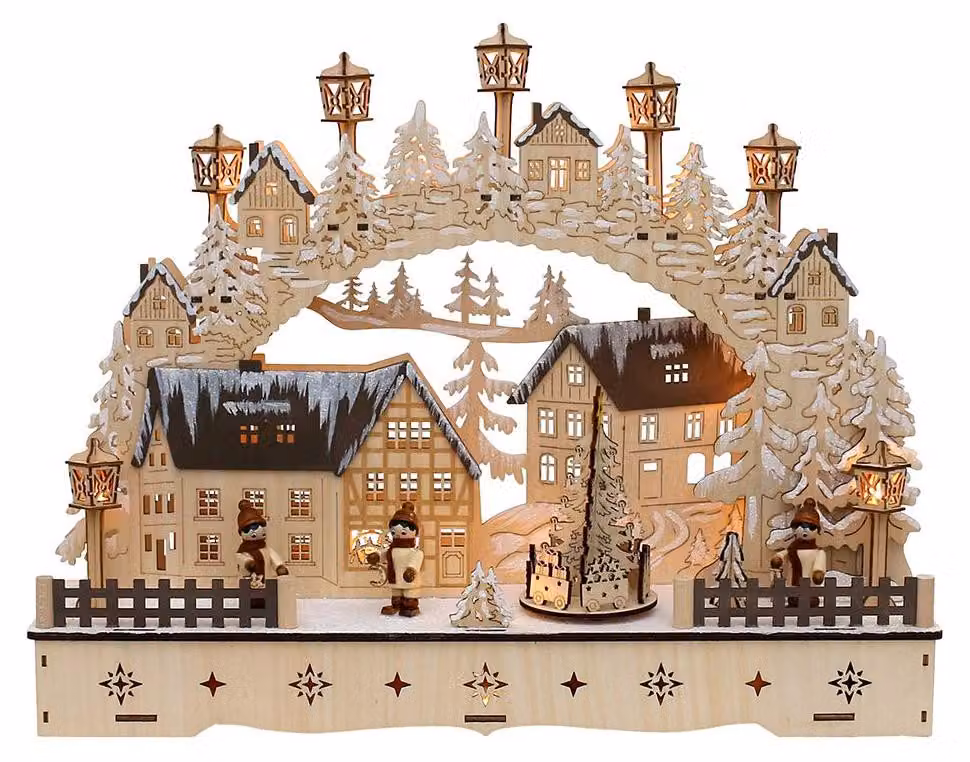 Arco luminoso a LED in legno, albero di Natale decorativo, 45x12x35 cm