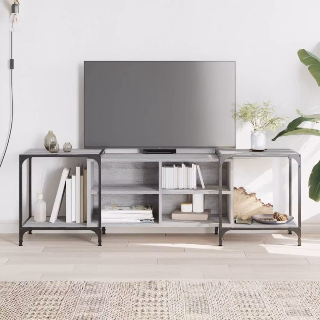 Mobile Porta TV vidaXL in Stile Industriale Grigio, L/P/H: 153 x 37 x 50 cm