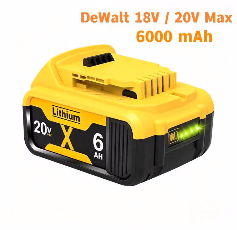 Batteria di ricambio DeWalt 18/20 V 6,0 Ah Li-Ion, compatibile con DCB180 DCB181 DCB182 DCB200 DCB201 DCB204 DCB205
