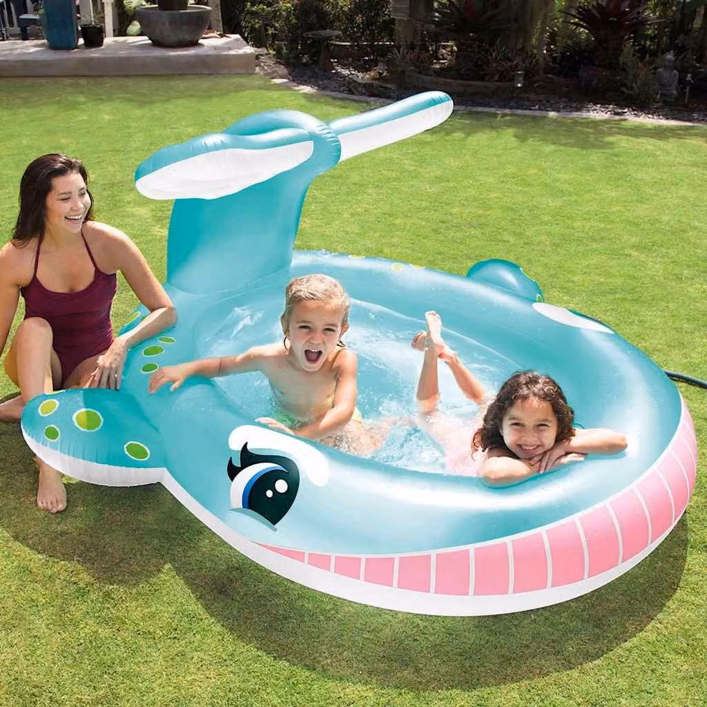 Piscina gonfiabile per bambini Intex Balena con spruzzo, multicolore, L: 201 cm, P: 196 cm, H: 91 cm