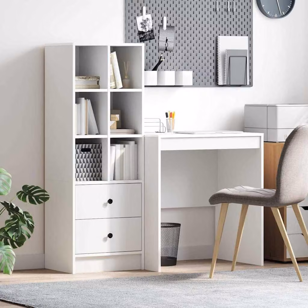 Maison Exclusive - Scrivania con cassetto 2 pcs Bianco