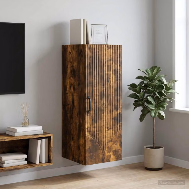 Mobiletto a muro vidaXL in legno marrone con ante a battente e ripiani interni L/P/H: 33 x 34,5 x 90 cm