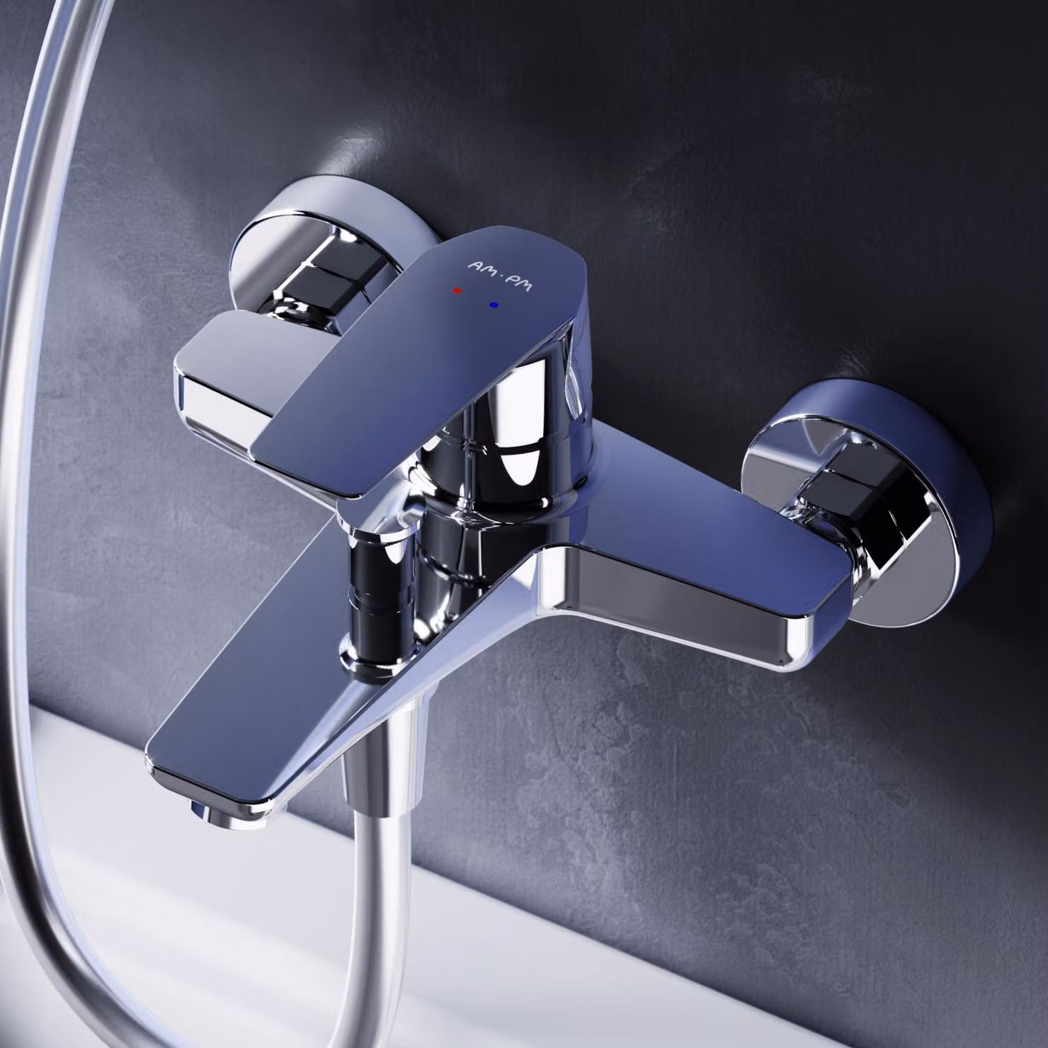 AM.PM Miscelatore per vasca Miscelatore per vasca Miscelatore monocomando cromato Rubinetti per vasca da bagno in ottone a parete