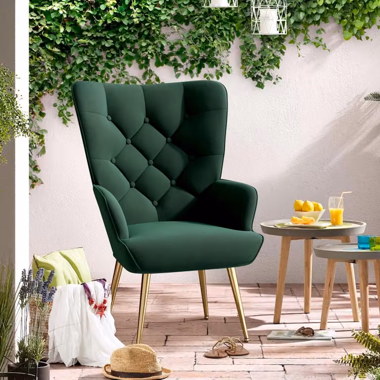 Poltrona relax – Poltrona con braccioli – Fauteuil – Poltrona – Sedia con braccioli – Design scandinavo – Gambe in metallo rivestite – Portata massima: 150 kg